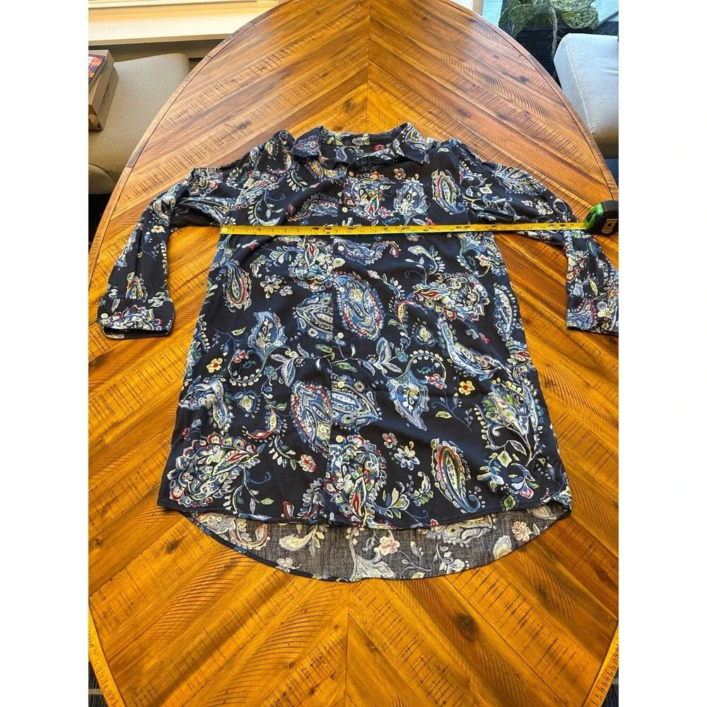 Lauren Ralph Lauren Preppy Beachy Paisley Cover up Button-Down Shirt Women